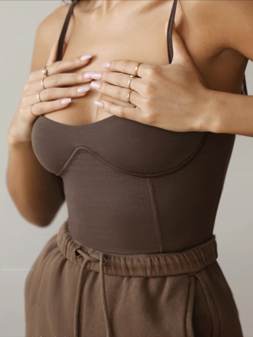 Joah Brown Corset Tank in Tobacco Brown Flexfrib - RARE | XS/S